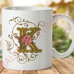 K Harfi Baskılı Seramik Kupa