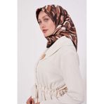 K.Kahve Ebruli Desen Twill İpek Eşarp