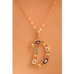 K KRAFTIVA JEWELRY 14 Ayar Altın D Harfli Nazar Boncuklu Göz İnce Aynalı Zincir Kolye