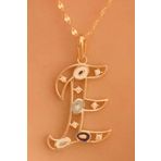K KRAFTIVA JEWELRY 14 Ayar Altın E Harfli Nazar Boncuklu Göz İnce Aynalı Zincir Kolye