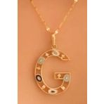 K KRAFTIVA JEWELRY 14 Ayar Altın G Harfli Nazar Boncuklu Göz İnce Aynalı Zincir Kolye