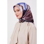 K.Lacivert Soyut Ebruli Desen Twill İpek Eşarp