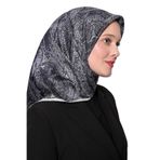 K.Lacivert Soyut Etnik Desen Twill İpek Eşarp
