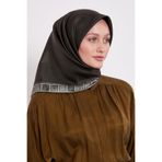 K.Yeşil Kenar Leopar Twill İpek Eşarp