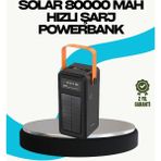 K-Yonlineticaret 80000 Mah Güneş Enerjili Powerbank 4 Kablolu Type C Lightning Micro USB