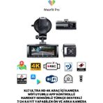 K17 Ultra Hd 4K Wifi ve App Kontrollü Hareket Sensörü Gece Görüşü 7/24 Kayıt Türkçe Çift Araçuyumlu - Siyah