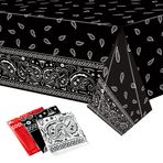 K1tpde 3 Parça Bandana Parti Masa Örtüsü, Cholo Gangsta Temalı Bandana Masa Örtüsü, Bandana Plastik Masa Örtüsü, Yetişkinler için Cholo Temalı Batı Parti Süslemeleri, Kırmızı, Beyaz, Siyah Parti Masa