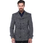 K7539 Dewberry Slım-Fıt Erkek Kaban-Desenli Lacivert 2 - XL