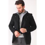 K7540 Dewberry Erkek Kaban-Düz Siyah-2 - 3XL