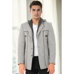 K9532 Dewberry Erkek Kaban-Diagonal Gri - 2XL