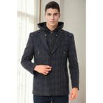 K9532 Dewberry Erkek Kaban-Ekose-Lacivert - 2XL