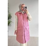 Ka Hijab Cep Detay Kapitone Tesettür Yelek - Pembe