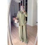 Ka Hijab Salaş Gömlek Pantolon İkili Takım - Yeşil