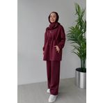 Ka Hijab Tasarım Yaka Scuba Tesettür 2'li Takım - Bordo