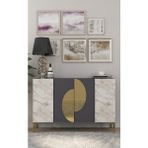 KA1201AEG-AFRA Konsol, Çok Amaçlı Dolap, Kahve Köşesi, Tv Sehpası 120CM Antrasit-Efesmermer-Gold - Antrasit - Altın