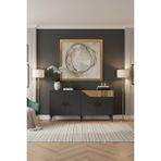 KA1514AG- Gama Pleksi Desenli Konsol , Tv Sehpası , Çok Amaçlı Dolap 150CM Antrasit-Altın - Antrasit - Altın