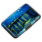 Kaabao Kredi kartı tutucu küçük RFID engelleme cüzdan iş Metal ince Mini alüminyum sert kılıf kadın erkek hediye, Vincent van Gogh Rhone Üzerinde Yıldızlı Gece, S