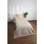 KAAN PREMIUM Tek Kişilik Kahve Yıldız Bej Nevresim Takımı 100x200 Lastikli Çarşaf 155x230 Nevresim