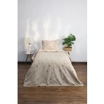 KAAN PREMIUM TEK KİŞİLİK KAHVE YILDIZ NEVRESİM SETİ, ÖZEL NEVRESİM SETİ YASTIK KILIFI + YORGAN KILIFI 155X215