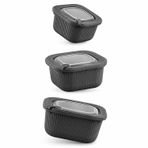 Kabakoz Vakumlu Silikon Kapaklı Plastik Saklama Kabı, 3.5 Litre, Mikrodalga ve Derin Dondurucu İçin, Gıda Depolama Kutusu, Mutfak Düzenleyici Organizer, BPA İçermez (600/1100/1800 ml) (Antrasit, Kare)