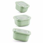 Kabakoz Vakumlu Silikon Kapaklı Plastik Saklama Kabı, 3.5 Litre, Mikrodalga ve Derin Dondurucu İçin, Gıda Depolama Kutusu, Mutfak Düzenleyici Organizer, BPA İçermez (600/1100/1800 ml) (Yeşil, Kare)