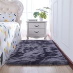 Kabarık Batik Shaggy Halı Yatak Odası ve Oturma Odası Dekoru için Yumuşak Peluş Alan Halısı Çocuklar Çocuklar Kızlar için Kaymaz Koyu Gri Halı 160 x 230 cm