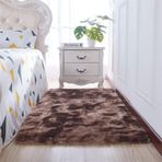 Kabarık Batik Shaggy Peluş Parça Halı Yatak Odası ve Oturma Odası için Kaymaz Yumuşak Halı Çocuklar Kız Çocuk Odası Ev Dekoru için Kahverengi 180 x 200 cm