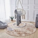 Kabarık Halı Modern Gradyan Renkli Kabarık Yuvarlak Halılar Oturma Odası veya Yatak Odası için Kullanın Yuvarlak Yumuşak Shaggy Mikrofiber Alan Halı Kaymaz Zemin Mat OdaCamel180CM