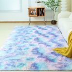 Kabarık Kaymaz Modern Oturma Odası Halıları Yatak Odası Çocuk Odası için Yumuşak Tüylü Yer Halıları Kaymaz Peluş Halı (Mavi Mor 60 x 180 cm)