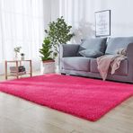 Kabarık Koyu Pembe Shaggy Halı 100 x 200 cm İpeksi Yumuşak Kaymaz Kürk Halı Ev ve Ofis için Bakteriye Dayanıklı Anti Alerjik, Bakımı Kolay Çok Amaçlı Mat