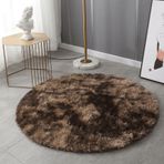 Kabarık Modern Yuvarlak Halı Oturma Odası Yatak Odası veya Kreş için Yumuşak Shaggy Halı İç ve Dış Mekan Kullanımı için Kaymaz Bej Halı 40 cm