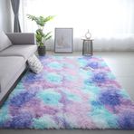 Kabarık Shaggy Dikdörtgen Halı Oturma Odası Yatak Odası Modern Şık Halı 60x200 cm Dayanıklı Kaymaz Yıkanabilir Mavi Mor Halı