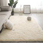 Kabarık Shaggy Parça Halı Yatak Odası Oturma Odası Ev Dekorasyonu için Yumuşak Peluş Tüylü Halı Çocuk Kız Bej 80 x 180 cm