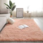 Kabarık Shaggy Yüksek Havlı Halı - Kaymaz ve Yıkanabilir - Oturma Odası/Yatak Odası için Modern Suni Kürk Halı - Krizantem Pembesi - 120 x 200 cm