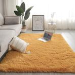 Kabarık Shaggy Yüksek Havlı Halı - Kaymaz ve Yıkanabilir - Oturma Odası/Yatak Odası için Modern Suni Kürk Halı - Zerdeçal - 50 x 140 cm