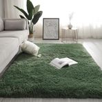 Kabarık Shaggy Yüksek Havlı Halı - Kaymaz Yıkanabilir - Büyük Modern Suni Kürk Koyu Yeşil Halı Oturma Odası/Yatak Odası için - 60 x 120 cm