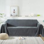 Kabarık Şönil Koltuk Örtüsü Battaniye Cilt Dostu Yumuşak Dekoratif Örtüler Kanepe Kanepe Yatak için Koyu Gri 180 x 130 cm