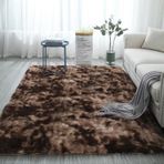Kabarık ve Modern Kaymaz Yumuşak Uzun Tüylü Halı Oturma Odası ve Yatak Odası için Kahverengi 40 x 90 cm