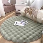Kabarık Yeşil Daire Halı Yumuşak Peluş Shaggy Halı Oturma Odası Yatak Odası ve Çocuk Odası için 150 x 150 cm