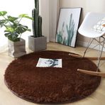 Kabarık Yıkanabilir Yüksek Havlı Peluş Yumuşak Yuvarlak Halı Modern Oturma Odası Çocuk Odası Yatak Odası Koridor Yolluk Spor İç Mekan (100 cm Kahve)
