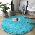 Kabarık Yıkanabilir Yüksek Havlı Yumuşak Halı Oturma Odası Yatak Odası Çocuk Odası Koridor Yolluğu - Modern Yuvarlak Peluş Halı Spor İç Mekan Halısı (200 cm Gök Mavisi)