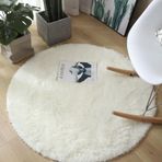 Kabarık Yıkanabilir Yüksek Havlı Yumuşak Yuvarlak Halı Oturma Odası Çocuk Odası Yatak Odası Koridor için - Modern Peluş Halı İç Mekan Spor Yolluk (100 cm Beyaz)
