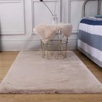 Kabarık Yumuşak Tavşan Suni Kürk Parça Kilimi, Çocuk Oyun Odası için, Oturma Odası ve Yatak Odası için Shaggy Kalın Başucu Halı Zemin Paspası - Haki Renk 70x140 cm (28x55 inç)