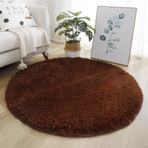 Kabarık Yuvarlak Shaggy Halı Oturma Odası Yatak Odası Kreş Bej 60 cm