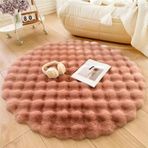 Kabarık Yuvarlak Suni Tavşan Kürk Halı Yatak Odası Yurt Dekoru için Peluş Halı Yumuşak Suni Kürk Halı (Bej 35 cm)