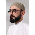 Kabartma Desen Örgülü Platinum Namaz Takkesi Kahverengi