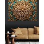 Kabartmalı Altın Mandala Deseni Dekoratif Kanvas - Mdf Ahşap Tablo