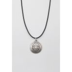 Kabartmalı Aslan Madalyon Kolye - Pu Deri Ip Zincirli Unisex Gümüş Kaplama - 60 cm