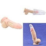Kabartmalı Penis Kılıfı Ten Rengi + Cep Vajinası Erkek Mastürbatörü + Penis Kılıfı Uzatıcı Realistik