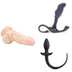 Kabartmalı Penis Kılıfı Ten Rengi + Prostat Masajı Anal Tıkaç + Silikon Anal Tıkaç Hayvan Kuyruğu
